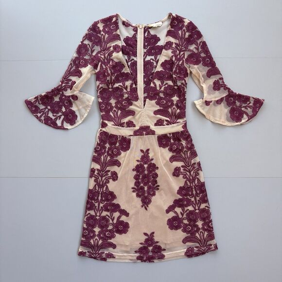 FOR LOVE & LEMONS Size XS Temecula Embroidered Mesh Mini Dress Fairy Whimsigoth - Picture 2 of 11